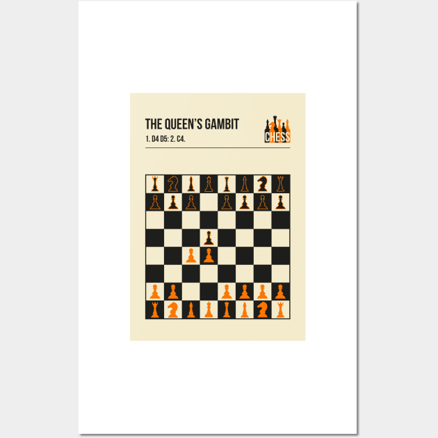 The Queens Gambit Chess Opening Poster Fine Art Print Wall Art by jornvanhezik